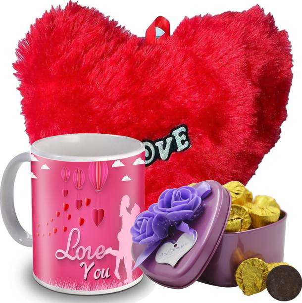 Midiron Special Gifts Packs, Surprise Ceramic Mug, Heart with Chocolate for Wife, Girlfriend, fiancé On Valentine's Day, Birthday, Anniversary and any special Occasion IZ19Choco15Tinbox4PurMUHR-DTLove-148 Ceramic Gift Box