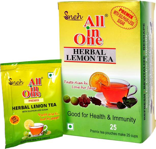 ALL IN ONE Herbal Lemon Tea Premix Sulphur less Sugar(25 pouches) Lemon Herbal Tea Box