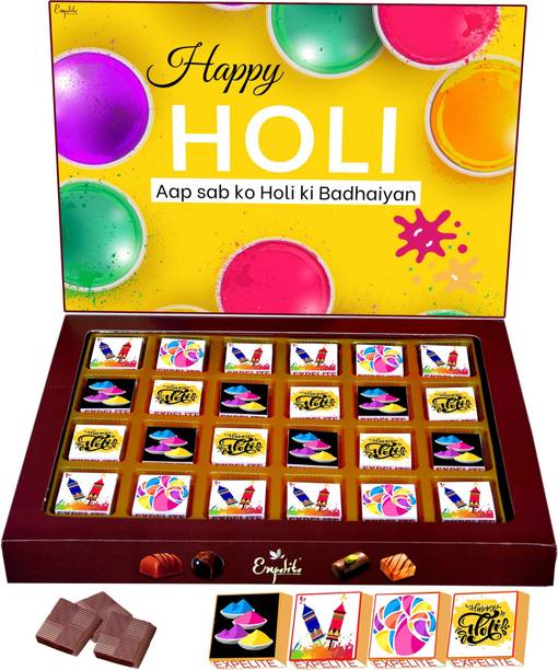 Expelite Best Holi Chocolate Gift Online - 24 pc Holi Gift For Husband Bars