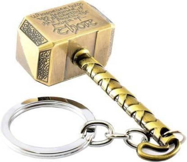 ShopTop Marvel Avenger Thor Hammer Golden Key Chain