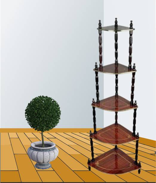 AVB 5 Shelve Corner Table Wooden Shelf ( Brown ) Engineered Wood Side Table