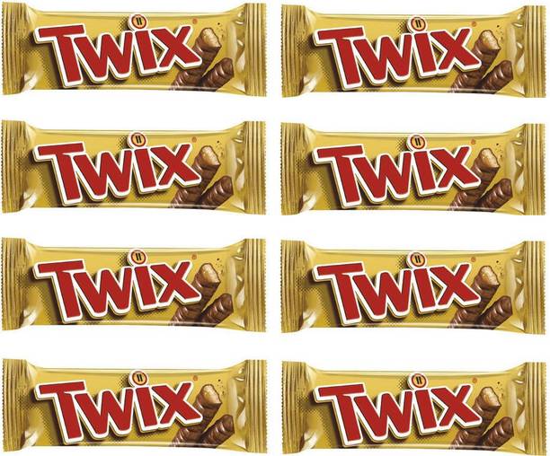 Twix Imported Chocolate Bar, 50gm - Pack of 8 Bars