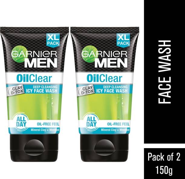 Garnier Men Oil Clear D-tox Icy, 150gm (Pack of 2) Face Wash