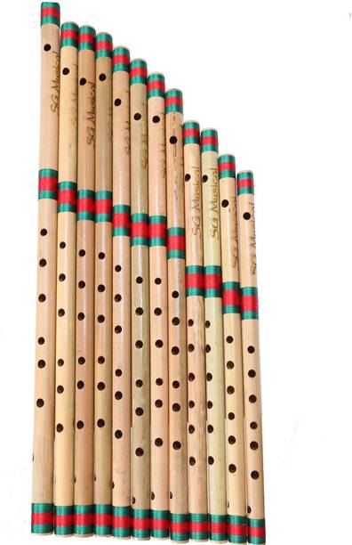 SG MUSICAL 12 pc. Base Bamboo Flute Indian Bansuri Set/...