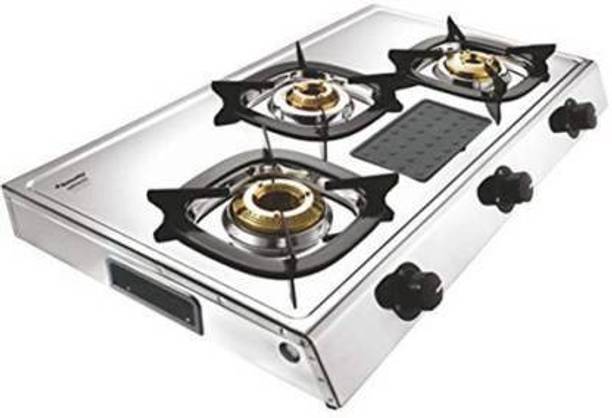 Butterfly Matchless 3 Burner SS Gas stove Stainless Steel, Aluminium Manual Gas Stove