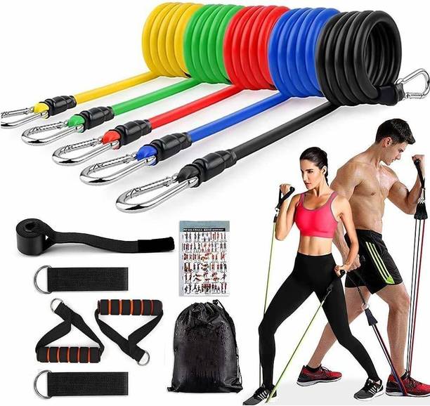 CHHOKRA Power resistance band 11 Pcs Set for Beginner to Experts (Multicolor) Resistance Tube