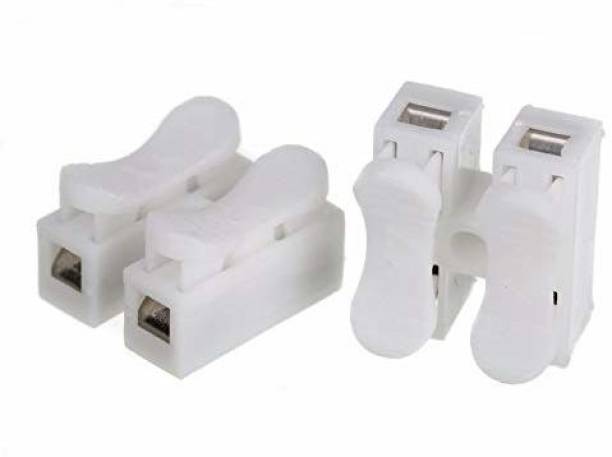 RPI SHOP 2 Way Quick Push Type Lock Electric Wire Connectors for Cable Lock Push Connector Terminals, Screwless Quick Electrical Connector Pack of 10 Pcs (White) 2 Way Push Connector Wire Connector