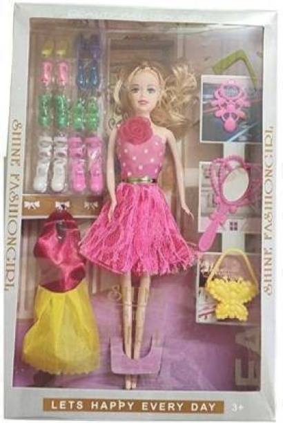 Tenmar Fashion Shine doll/doll set/house for girls/kids (Red) (Pink)
