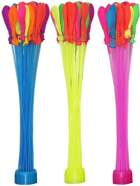 FIDDLERZ Solid Water Balloons for Kids Magic Balloon Mix Color Crazy Quick Auto Fill Set of 3 (111 Pcs Holi Balloons) Balloon