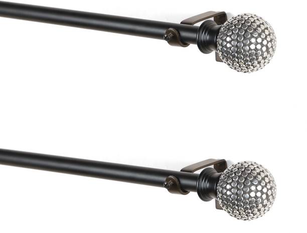 THE DECOR MART Brown, Silver Curtain Rods Metal