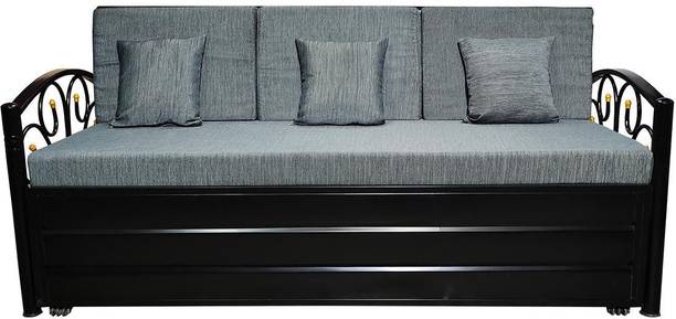 ROYAL METAL FURNITURE Queen Size 3 Seater Double Metal Pull Out Sofa Cum Bed