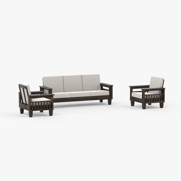 Santosha Décor Sheesham Solid Wood Fabric 3 + 1 + 1 Sofa Set