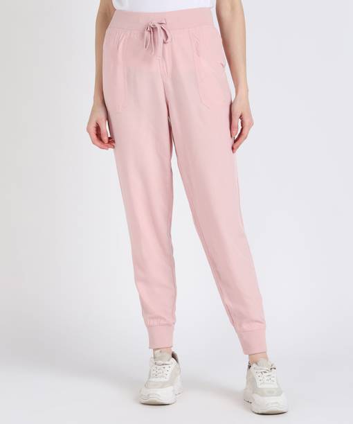 Women Regular Fit Pink Viscose Rayon Trousers