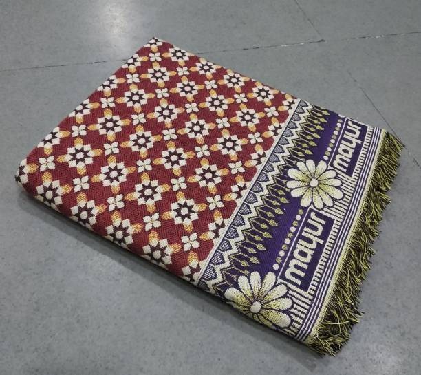 Gauri Textiles Floral, Self Design Queen Throw