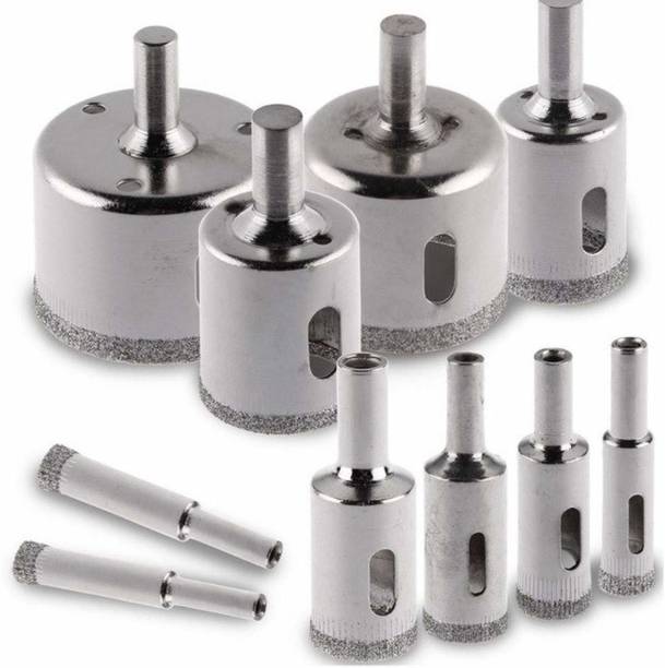 DIY Craft Pack of 10 Pcs Tiles Hole Saws & Accessories Marble Glass Diamond Coated Core Hole Saw Drill Tools Bit Set Hole Saw Sets
