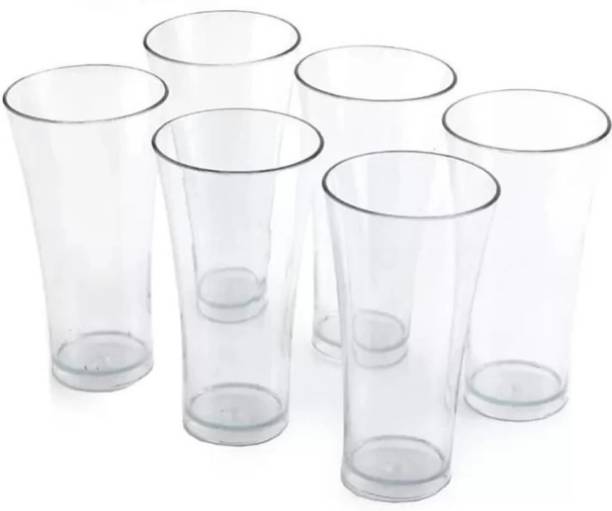 Opce (Pack of 6) Latest 6 Pcs Plastic Diamond Design Unbreakable Stylish Transparent Water Glass/Juice Glass/Beer Glass/Wine Glass Plastic Glass Set Glass Set