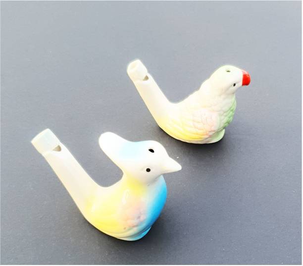 kizzi Handmade Ceramic Bird Water Whistle Multi Color Set of 2