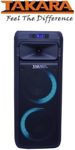 Takara T-6666 Portable Trolley Speaker 6Inch Multi-Media Bluetooth, Karaoke with audio recording, USB, SD With 2 Wireless Mic T-6666 Indoor, Outdoor PA System