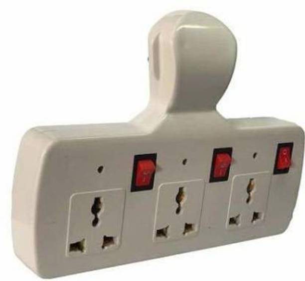 BHATNAGAR 3 Plus 3 Multiplug with Individual Switches, LED Indicators and Fuse Extension Board Switch Spike Guard 3 Socket Extension Boards (White) 3  Socket Extension Boards