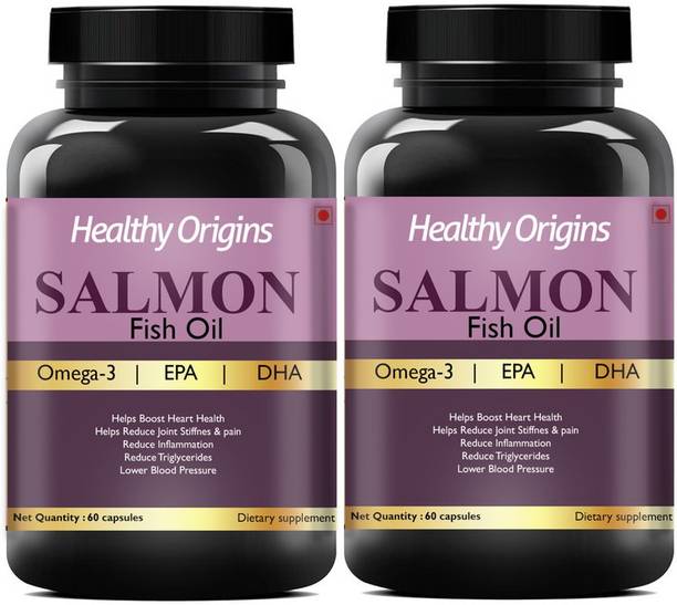 Healthy Origins Salmon Omega-3 Fish Oil Salmon Fish, For Brain, Heart, Joint Health (2) Pro