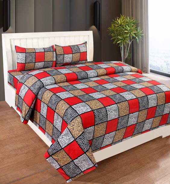 Decorum 160 TC पॉलीकॉटन डबल 3D प्रिंटेड बेडशीट