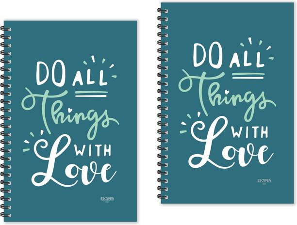 ESCAPER Do all things with Love (Ruled - A5 Size - Pack of 2 Diaries) Designer Motivational Diaries, Motivational Quotes Diaries A5 Diary Ruled 160 Pages