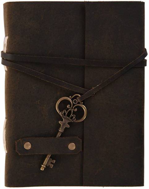 Anshika International Unique and Artificial Journal Writing Notebook Handmade Embossed Travel Diary with Style and Formate with Key Rope - (7 * 5 Inches, Brown) Regular Diary Unruled 100 Pages