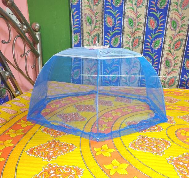 Mukta Collection Polyester Infants Washable Stick Baby Mosquito Net Blue Mosquito Net
