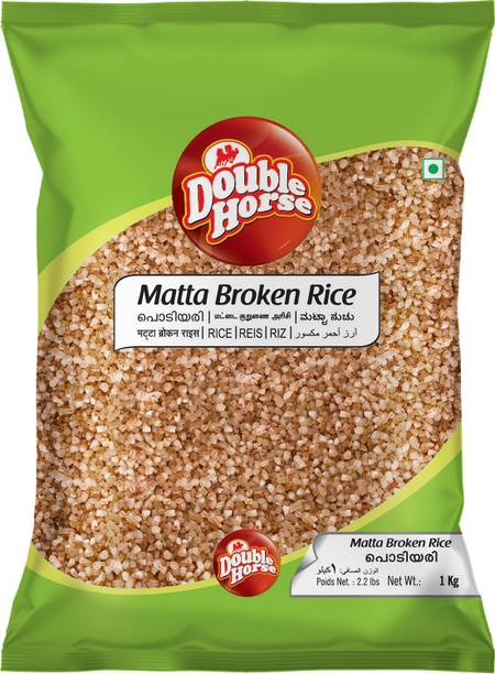 Double Horse Matta Broken Rice 1Kg|Brown Broken Rice Brown Jyothi Rice (Broken Grain, Boiled)