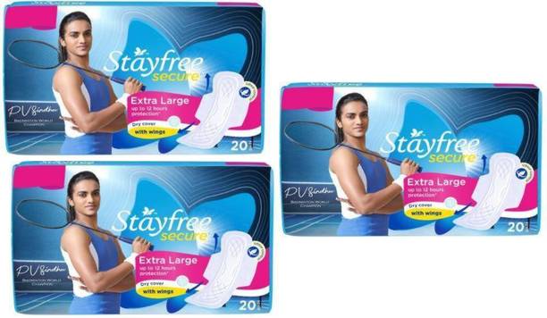 STAYFREE Secure Cottony Soft Cover With Wings - XL 20+20+20 Sanitary Pads Sanitary Pad