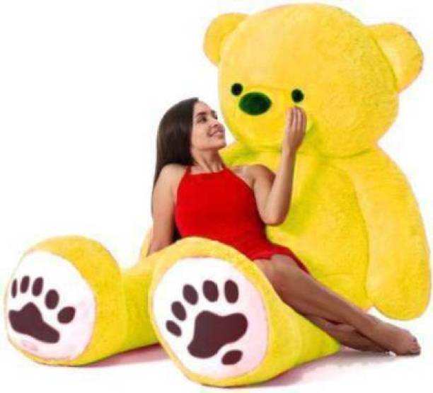 MentalLook 4 feet teddy bear / high quality / love teddy For girls valentine & Anniversary/Birthday gift / cute and soft teddy bear - 121cm (Yellow)  - 121 cm