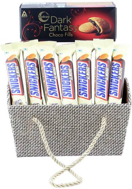 Creamy Combo of Almond And Dark Fantasy | Imported Chocolate Combo With Jute Basket कॉम्बो