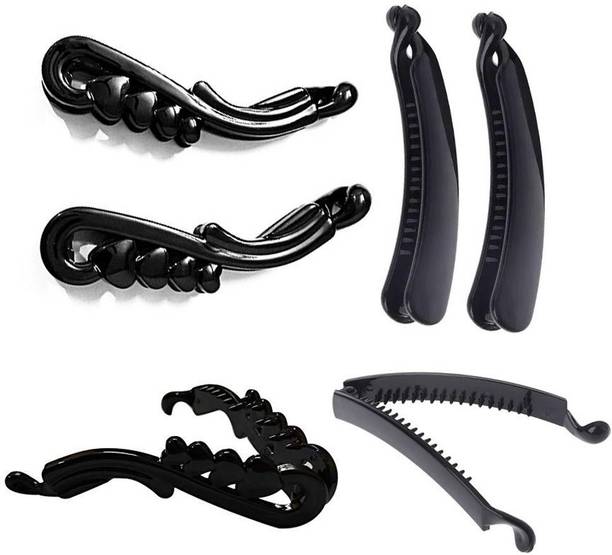 BHARATGAURAV Griper Banana Combo Hair Claw Clip for Women and Girls, Style Hair Clutchers (Solid Plastic Pack of 4) Banana Clip