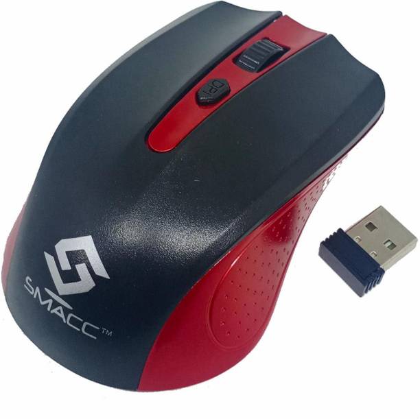 Smacc Wireless Mouse, 2.4Ghz with USB Nano Receiver, 1200 DPI Optical Tracking Mice for PC Desktop Laptop Notebook etc (Red/Black) Wireless Ambidextrous Optical  Gaming Mouse