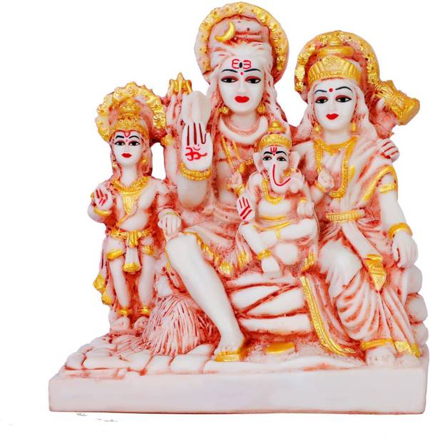 guniba shiv parivar,shiv parivar murti, shiva parvati idol, shiv parvati murti, adiyogi Decorative Showpiece  -  17 cm
