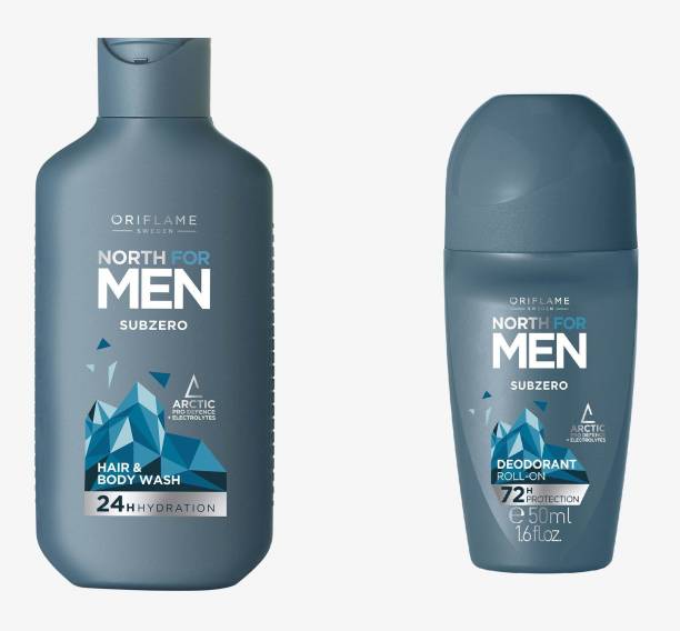 Oriflame Sweden ORIFLAME NORTH FOR MEN SUBZERO HAIR &amp; BODYWASH AND DEODORANT ROLL-ON COMBO