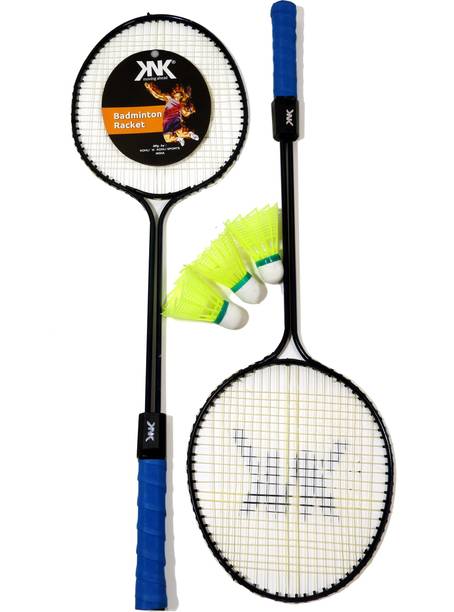 KNK Double Shaft Single Colour Set Of 2 Piece Badminton Racket With 3 Piece Plastic Shuttle Badminton Kit