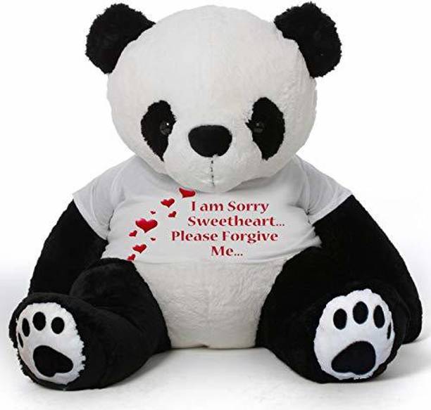 Hug 'n' Feel Big Teddy Panda Wearing "I am Sorry Sweetheart Please Forgive me" T-Shirt 4 ft  - 121 cm