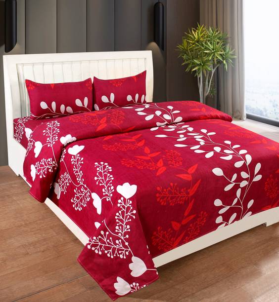 Decorum 160 TC Polycotton Double Floral Flat Bedsheet