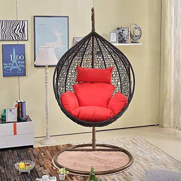 ANAYA DECORE Single Seater Oval Swing Chair Iron Large Swing