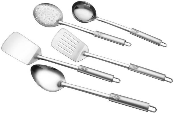 परागे Premium Stainless Steel Pipe Handle Kitchen Tool Set for Cooking खाना पकाने के लिए 5 pcs स्टेनलेस स्टील पाइप हैंडल किचन टूल सेट सिल्वर रसोई उपकरण सेट