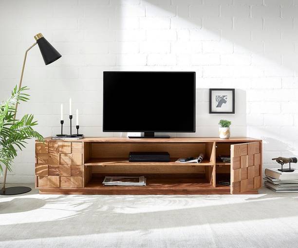 MAHIMART AND HANDICRAFTS Beautiful Tv Unit In Sheeaham Wood Solid Wood TV Entertainment Unit