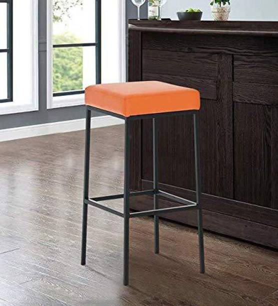APRODZ Maude Cushion Seat and Metal Bar Stool (Metal - Orange) Metal Bar Chair