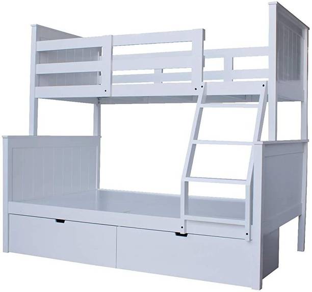 APRODZ Solid Wood Large Dalton Bunk Bed with 2 Drawers for Storage Solid Wood Bunk Bed