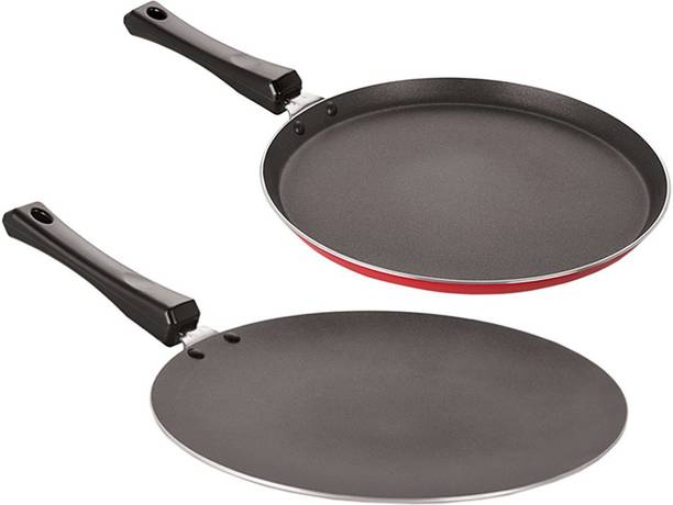 NIRLON Aluminium Nonstick Roti Tawa 28.5 Cm & Dosa Tawa 27.5 Cm Non-Stick Coated Cookware Set