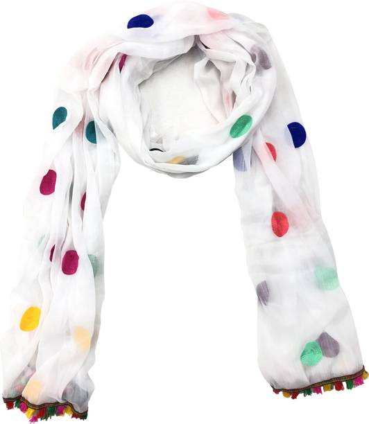 Georgette Striped White Women Dupatta