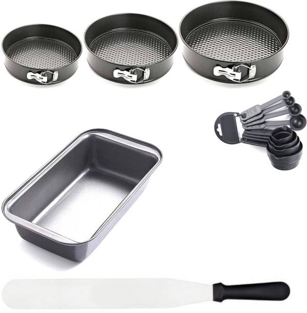 NEON CLOUD Spring Form Set, 8 Cup Black Spoon, Pallet Knife, Bread Mould Kitchen Tool Set