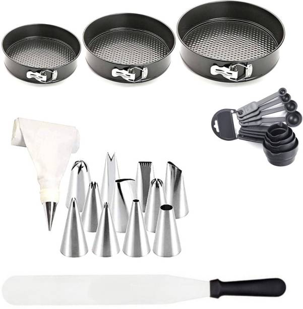 NEON CLOUD Spring Form Set, 8 Cup Black Spoon, Pallet Knife , Nozel Set Kitchen Tool Set