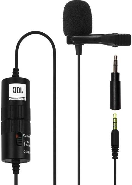JBL Commercial CSLM20B Omnidirectional Lavalier with Battery for Content Creation, Voice over/Dubbing, Recording Microphone