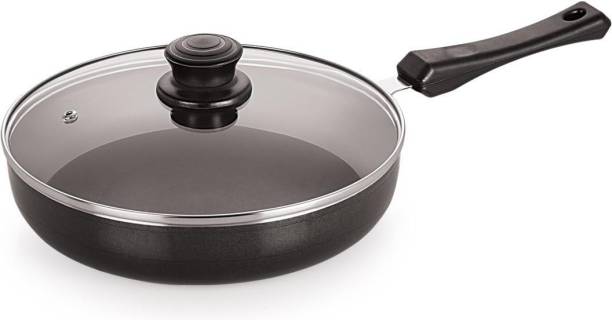 NIRLON Aluminium Induction Base Non Stick Cookware Fry Pan with Glass LID-24cm Fry Pan 24 cm diameter with Lid 2 L capacity